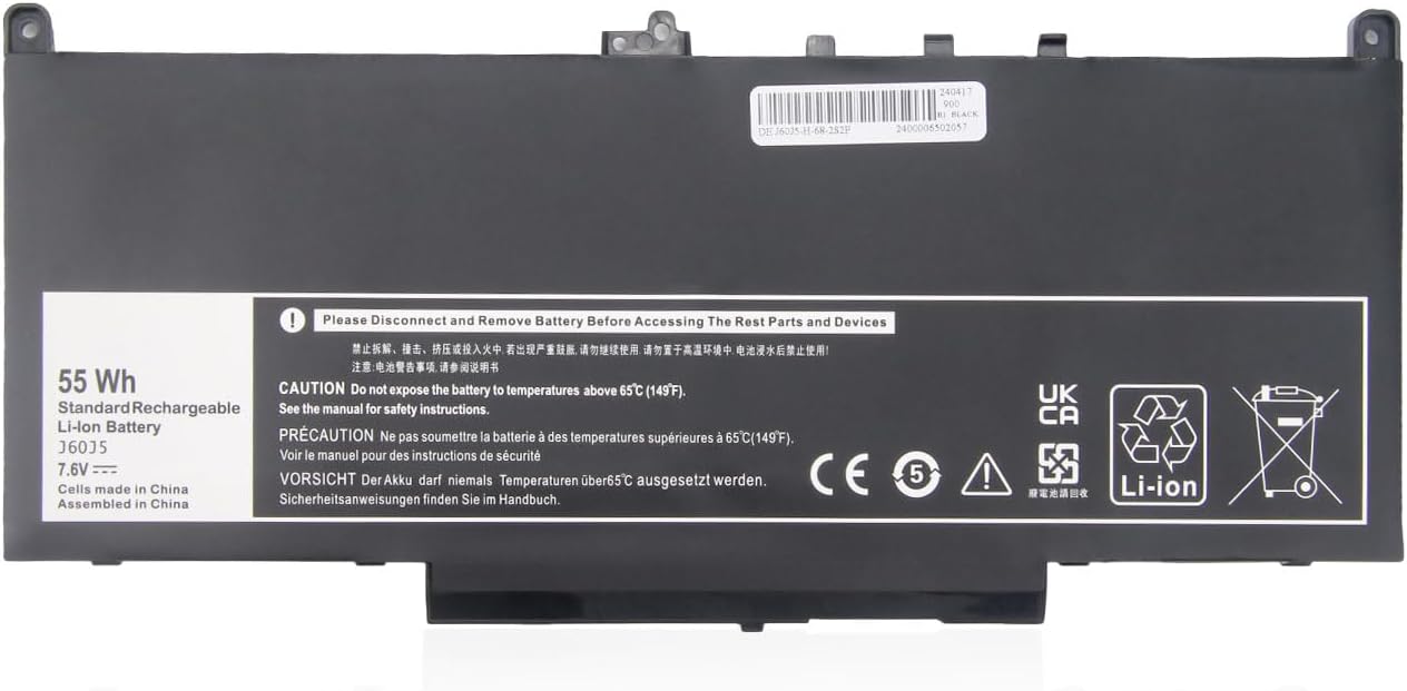 J60J5 R1V85 451-BBSX MC34Y 242WD 7.6V 55WH Dell Latitude E7270 E7470 compatibele Accu